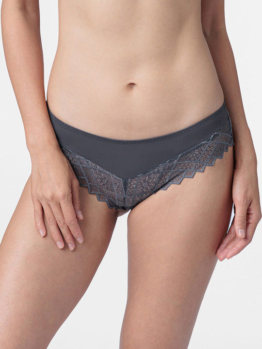 Dorina Damen Slip 2Pack mit Spitze Gray