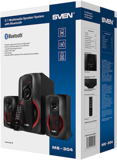 Sven SV-015602 Ασύρματα Ηχεία Υπολογιστή 2.1 με Bluetooth και Ισχύ 40W σε Μαύρο Χρώμα