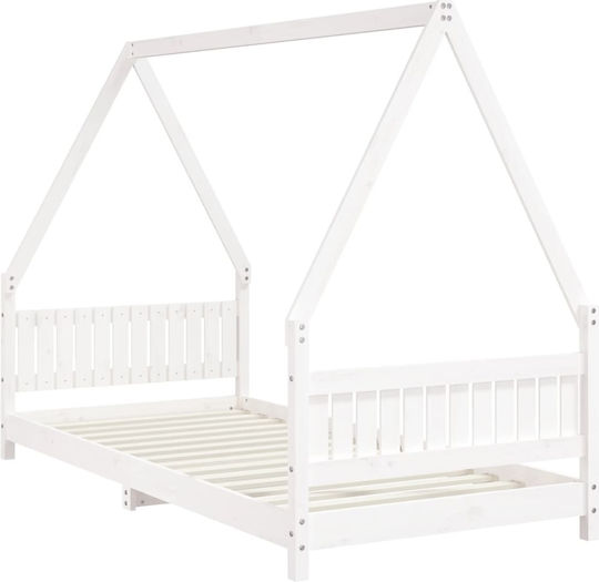 Kids Bed Single White for Mattress 90x200cm