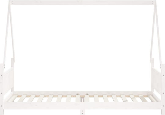 Kids Bed Single White for Mattress 90x200cm