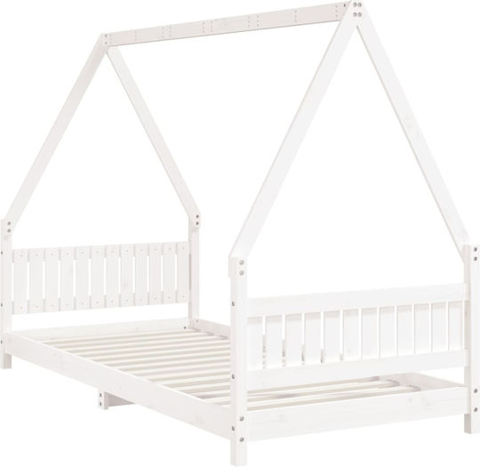 Kids Bed Single White for Mattress 90x200cm
