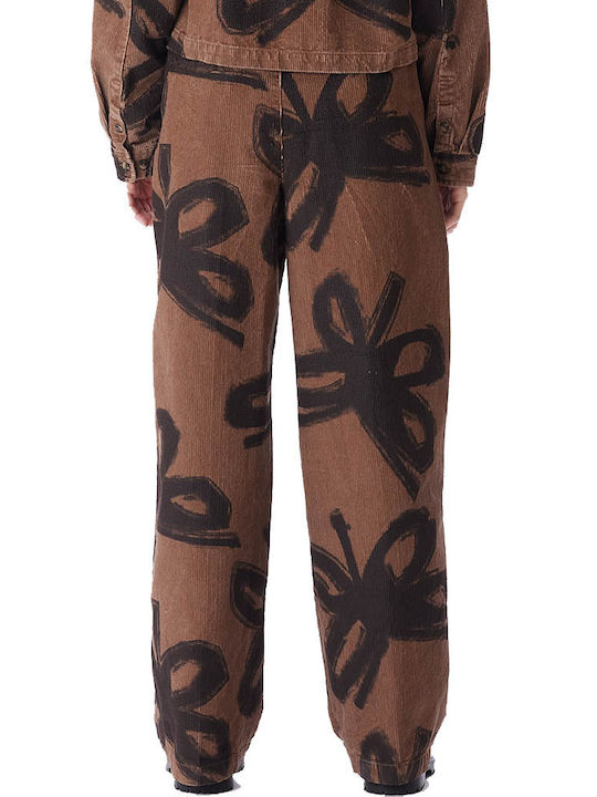 Nabi Damen Stoff Hose in Weitem Schnitt Braun