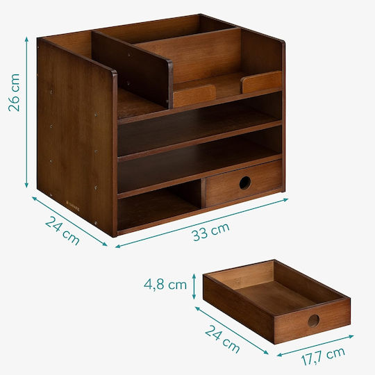 Organizator De Birou Din Lemn În Culoare Albastră 24x26x33cm 1 Bucată