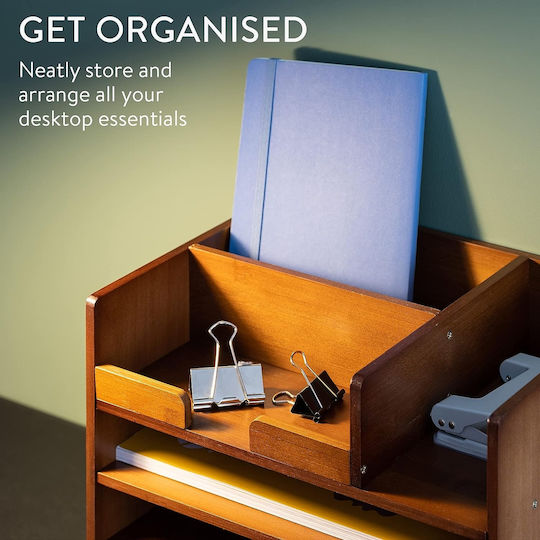 Organizator De Birou Din Lemn În Culoare Albastră 24x26x33cm 1 Bucată