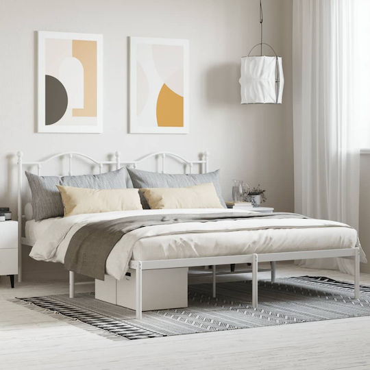 Bett Übergröße Metall White mit Latten für Matratze 160x200cm