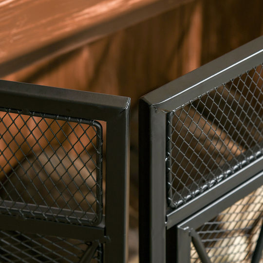 HomCom Metallic Fireplace Screen with 3 Panels 120x79cm Black
