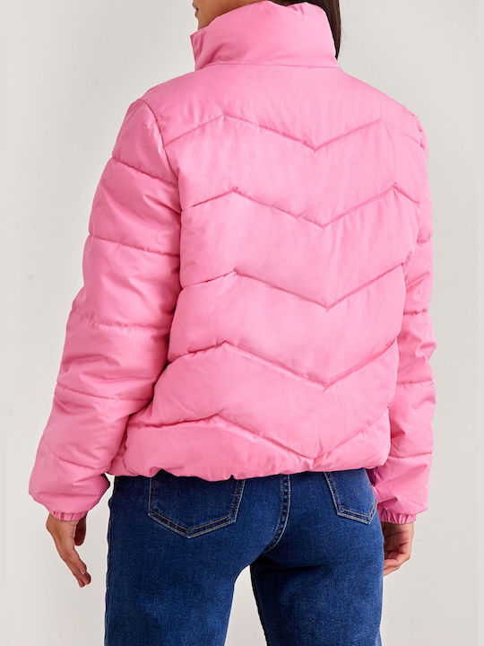 Vero Moda Women's Short Puffer Jacket for Winter Pink