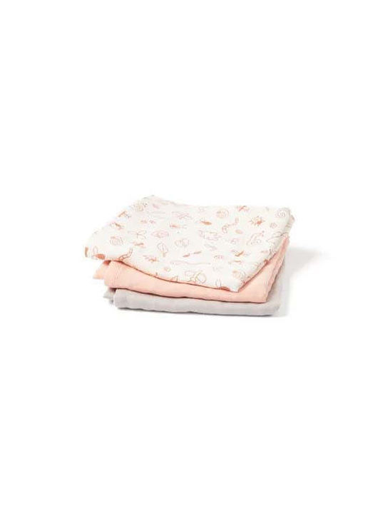 Kids Concept Muslin Swaddle Blanket Pink mix 70x70cm 3buc