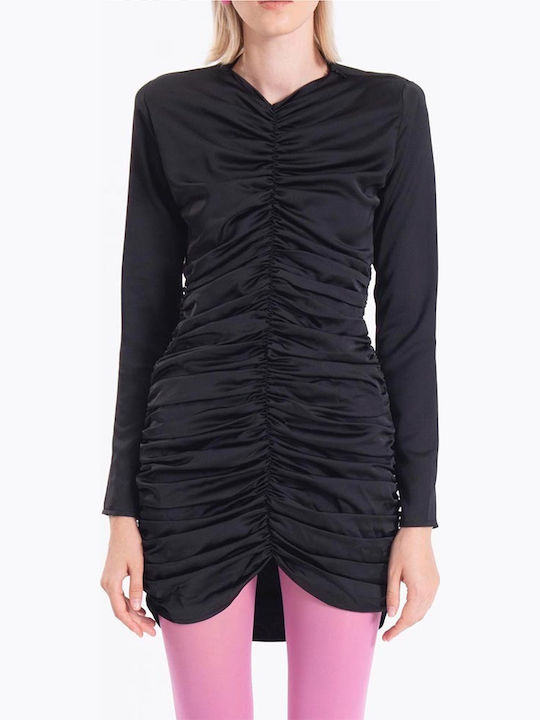 Mini Abendkleid Satin Schwarz
