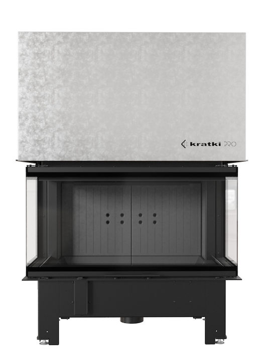Kratki Kaminofen Gas Warmluft 15kW Dreiseitige mit fester Tür Geschlossenes Ausdehnungsgefäß Schwarz