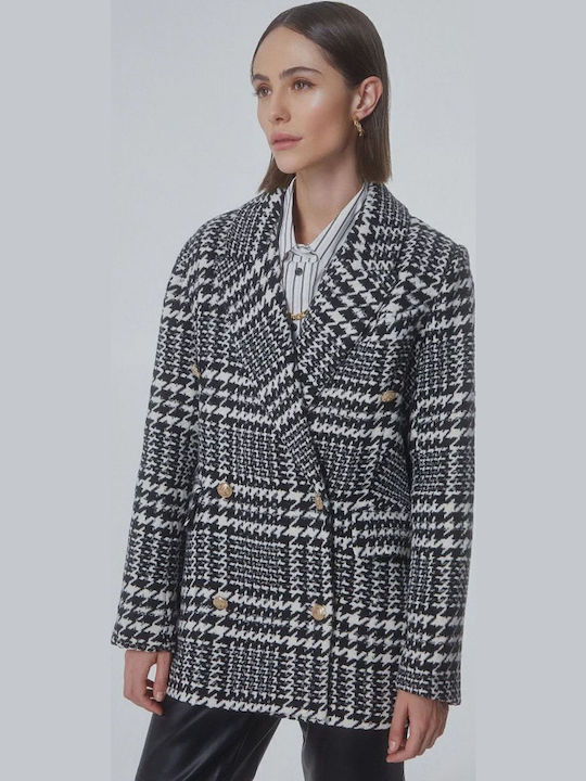 BSB Women's Double Breasted Blazer Gray
