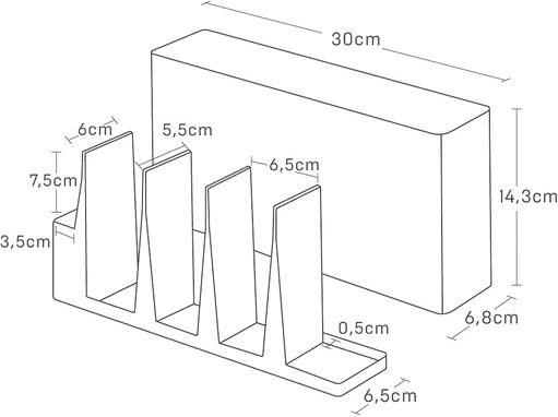 Yamazaki Tabletop Metal Base 30x6.8x14.3cm Black