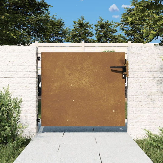 vidaXL Metal Fence Gate in Brown Color 85x75cm