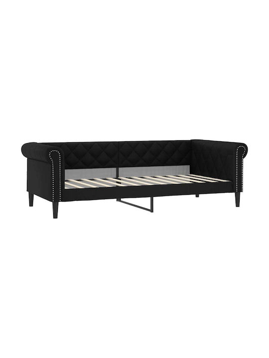 Sofa Bett Einzelbett Mit Kunstleder bezogen Black mit Latten für Matratze 100x200cm