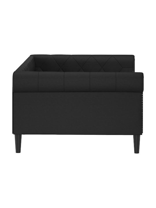 Sofa Bett Einzelbett Mit Kunstleder bezogen Black mit Latten für Matratze 100x200cm