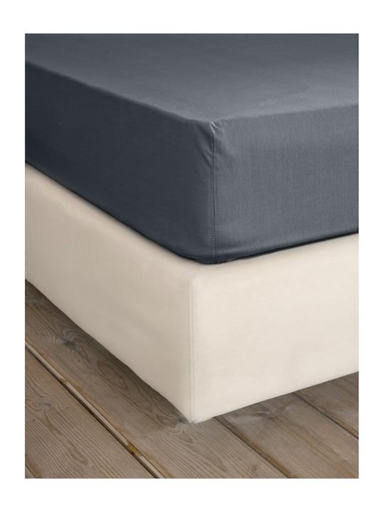 Nima Sheet for Single Bed 160x260cm. Unicolors Midnight Gray