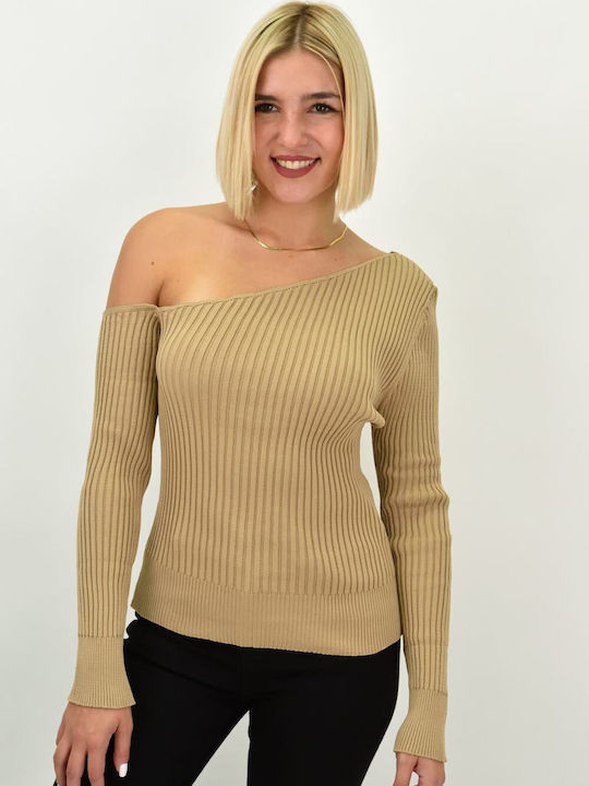 Potre Women's Long Sleeve Sweater Beige