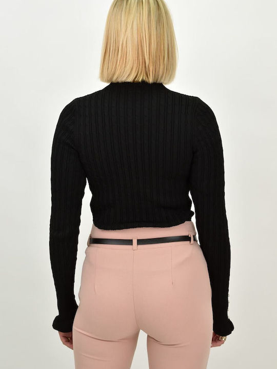 Potre Women's Long Sleeve Sweater Turtleneck Black