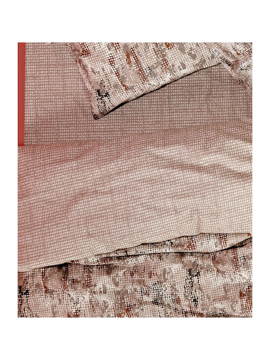 Kentia Set Cearșafuri 240x270cm. Versus Bej-Ecru-Terracotta-Grey 4buc