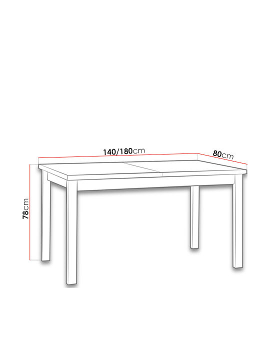 Albion Ii Table Kitchen Extendable Wooden Fusiko-Leuko 140x80x78cm