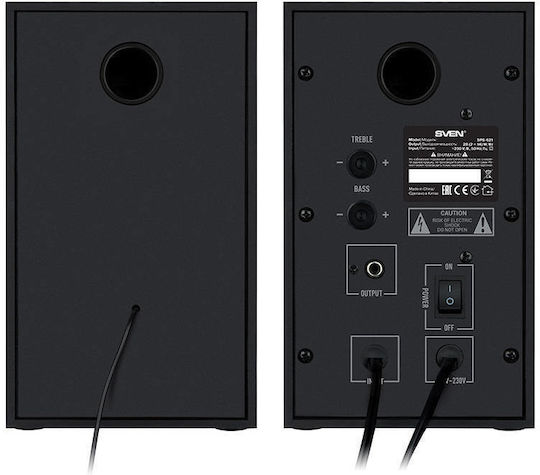 Sven SPS-621 Ασύρματα Ηχεία Υπολογιστή 2.0 με Bluetooth και Ισχύ 28W σε Μαύρο Χρώμα