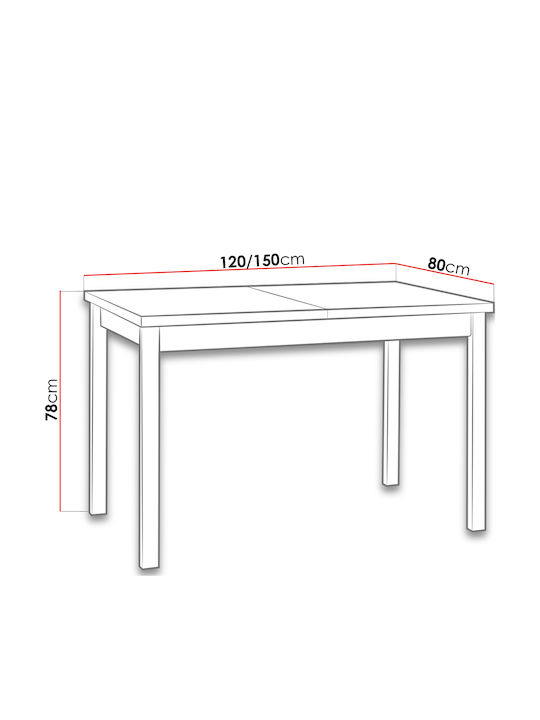 Albion I Table Kitchen Extendable Wooden Fusiko-Leuko 120x80x78cm