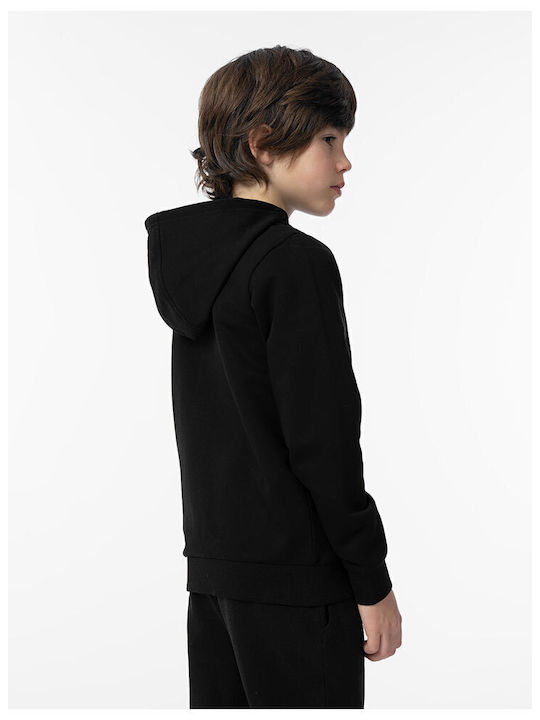 Kids Sweatshirt Cardigan Cotton with Hood Black