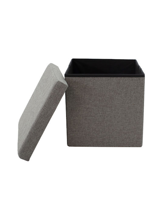 Stool For Living Room Upholstered with Fabric Crystal Gray 38x38x38cm