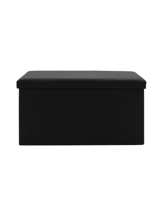 Bench Stool With Storage Space Upholstered In Artificial Leather Cooperation Black 76x38x38cm