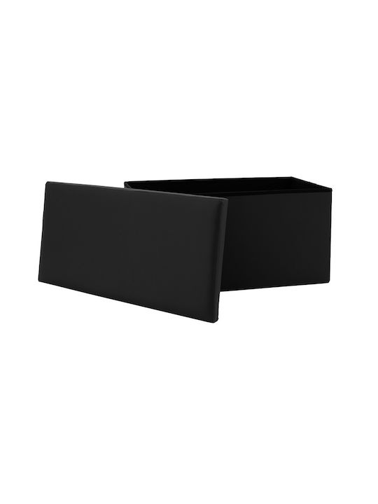 Bench Stool With Storage Space Upholstered In Artificial Leather Cooperation Black 76x38x38cm