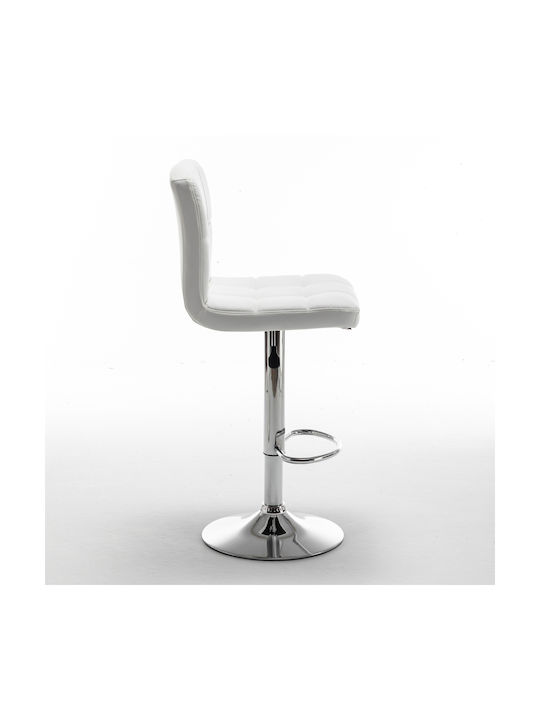 Bar Stool Din with Backrest & Adjustable Height White 44x50x113cm