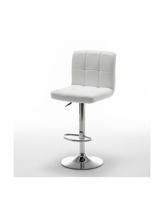 Bar Stool Din with Backrest & Adjustable Height White 44x50x113cm