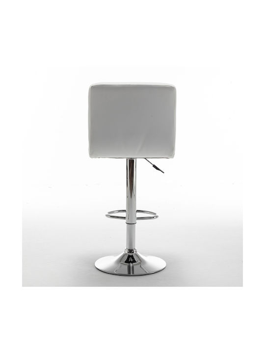 Bar Stool Din with Backrest & Adjustable Height White 44x50x113cm
