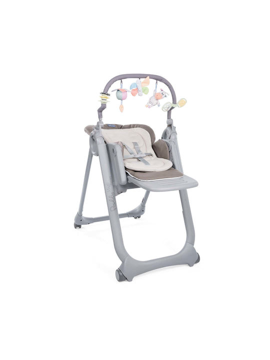 Chicco Polly Magic Foldable Highchair with Metal Frame & Fabric Seat Gray