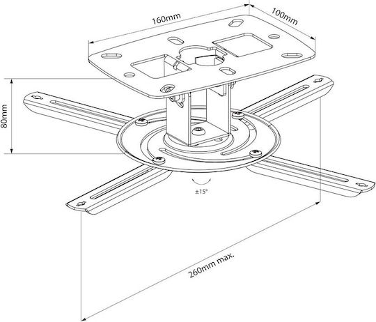 AvLink Projektorhalterung Decke mit maximaler Belastung von 8kg Schwarz