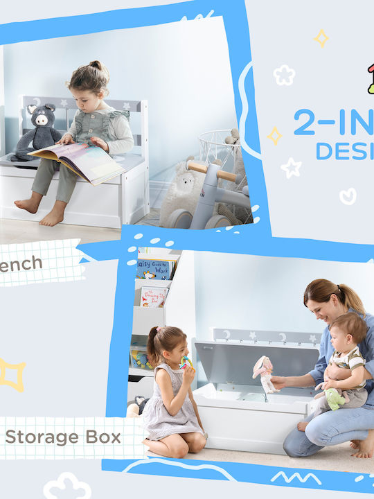 Zonekiz din Lemn Alb 60x30x50cm 1buc
