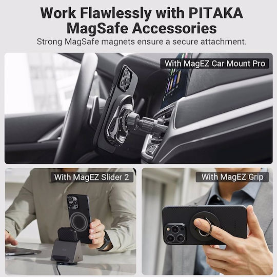 Pitaka Magez Back Cover Aramid Fiber 1.2mm Black (iPhone 15 Pro Max)