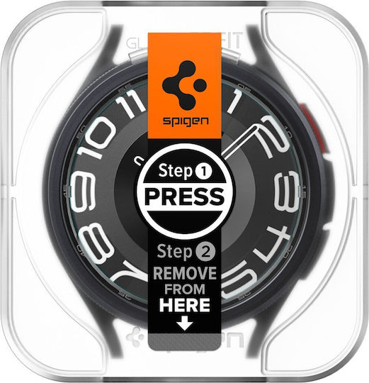 Spigen EZ Fit Закалено стъкло за Spigen Glas.tr "EZ-Fit" 2-Pack е съвместим с Galaxy Watch 6 Classic (43 mm). 2бр AGL07067