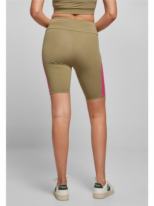Color Block Training Damen Leggings-Shorts Khaki