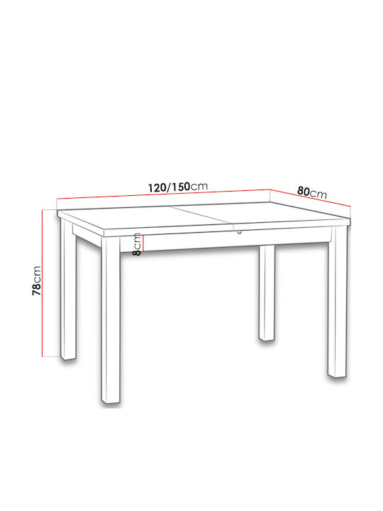 Min V Table Kitchen Extendable Wooden Walnut 120x80x78cm