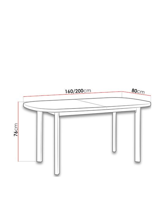 Venus I P Table Kitchen Extendable Wooden Walnut 140x80x76cm