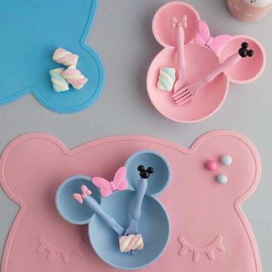 Bubbles Lover Set Essgeschirr aus Silikon Blau 3Stück