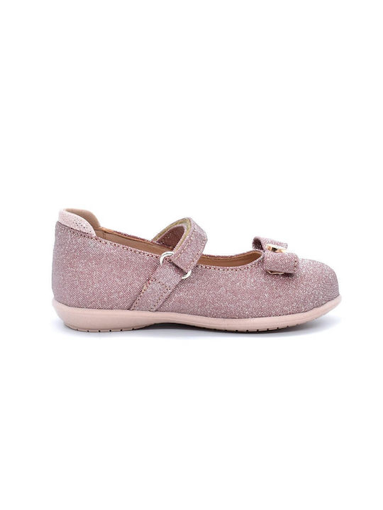 Bibelot Kids Anatomic Leather Ballerinas with Hoop & Loop Closure Pink