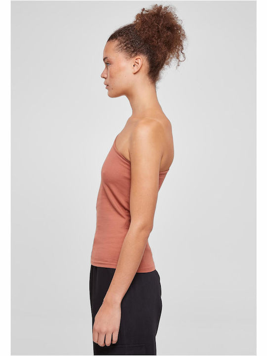 Urban Classics Damen Bluse Baumwolle Kurzärmelig Orange