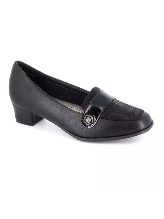 B-Soft Synthetic Leather Black Low Heels