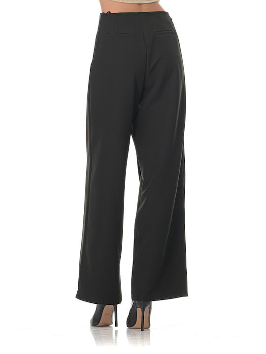 Sushi's Closet Damen Stoff Hose in Normaler Passform Schwarz