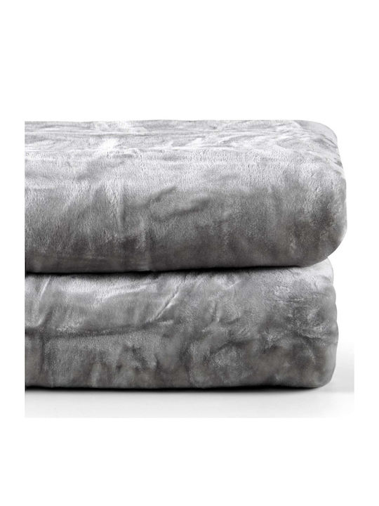 Kentia Notte Κουβέρτα Βελουτέ Ημίδιπλη 180x220εκ. Light Grey