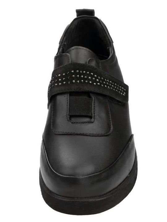 Γυναικεία Slip-On Δερμάτινα Μαύρα