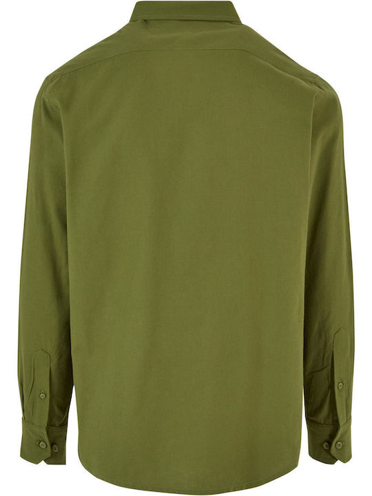 Urban Classics Men's Shirt Long Sleeve Cotton Khaki