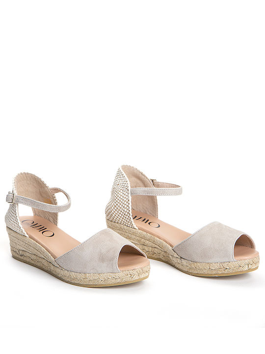 Gaimo Women's Suede Ankle Strap Platforms Beige